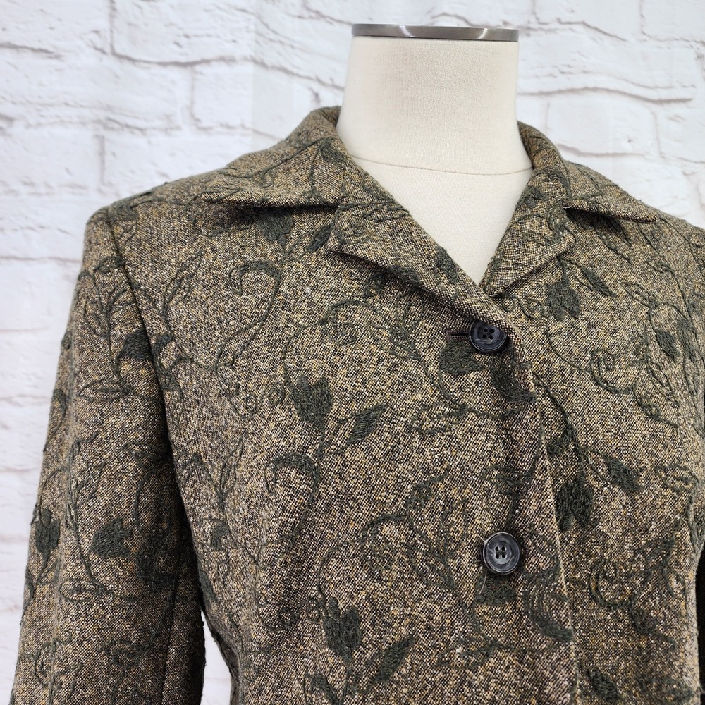 Vintage Talbots Silk Wool Blazer Jacket 10 Forest Fairy Earthy Mori Goblin Work - Picture 7 of 9